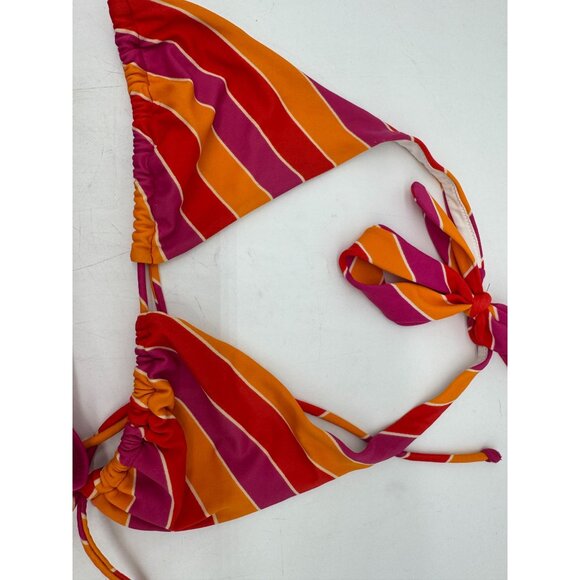 Victoria's Secret Womens Hipster Tie Bikini Set Size M Multicolor Stripe Stretch - Picture 8 of 11